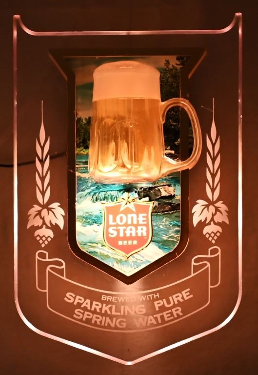 1970's Lone Star Beer Lighted Bubbler Motion Sign
