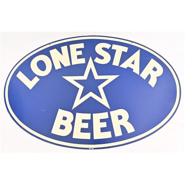 Lone Star Beer "Green Back" Oval Tin Tacker Sign