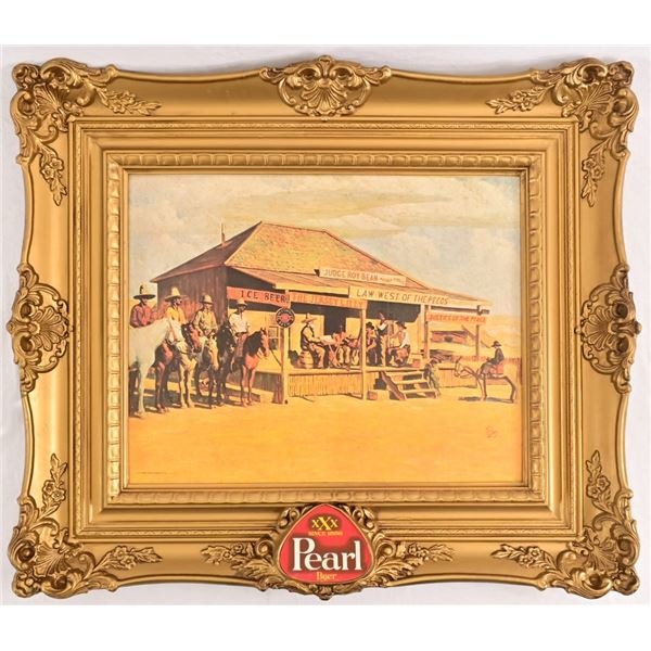 Pearl Beer Judge Roy Bean Mint Framed Lithograph