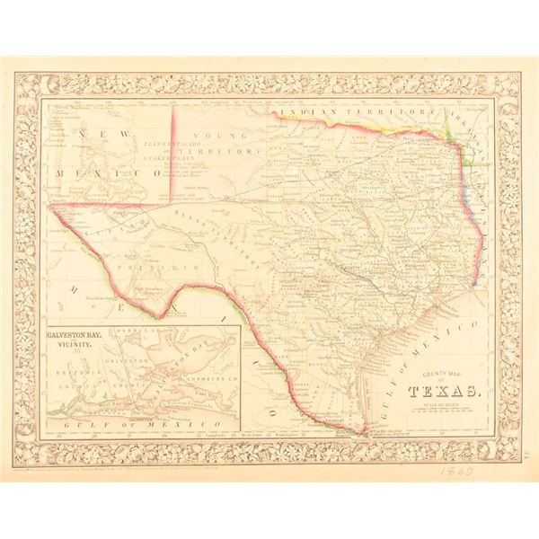 1860 County Map of Texas