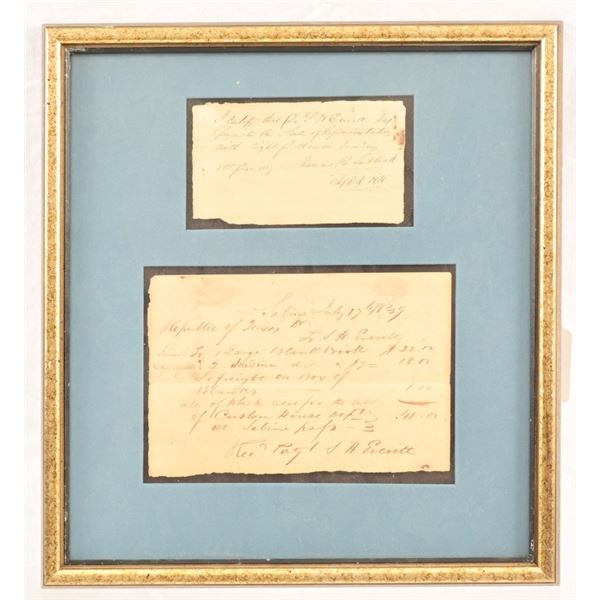 1839 Republic of Texas Signed Hand Written Receipt