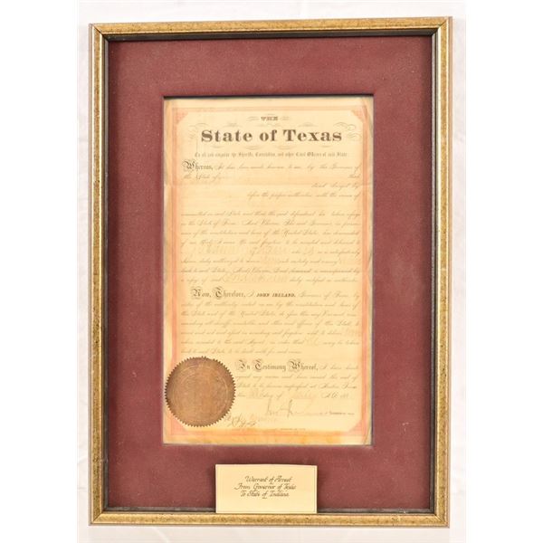 1880's Texas Governor Signed Arrest Warrant