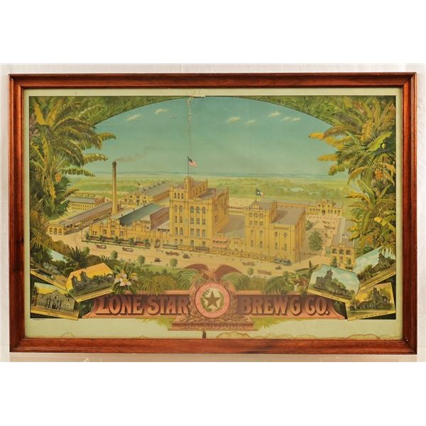 Lone Star Brewing Co. Brewery Lithograph Poster