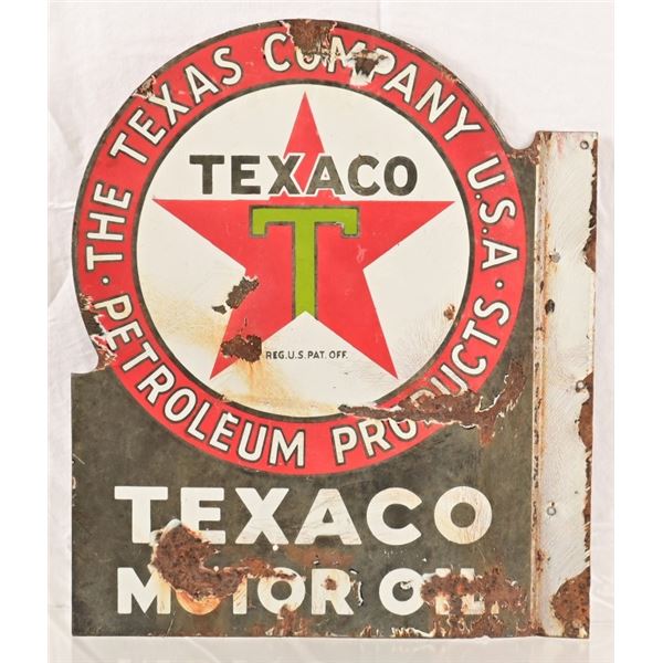 Texaco Motor Oil Porcelain Flange Sign