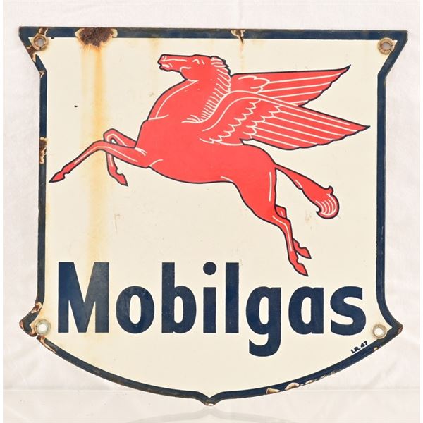 Mobil Porcelain Gas Pump Sign 1947