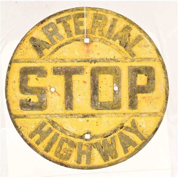 Stop Arterial Highway Cast Iron Sign