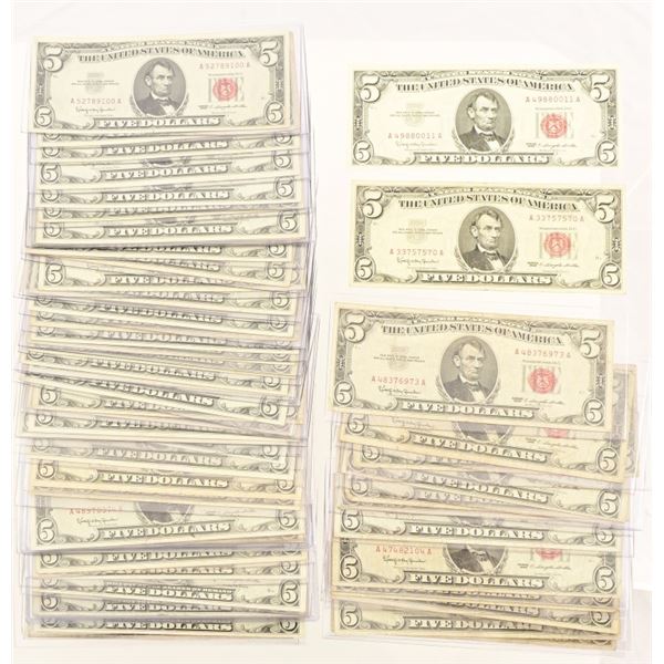 (55) $5 United States "Red Seal" Notes