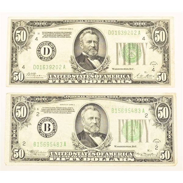 1928-A & 1934-A $50 Federal Reserve Notes