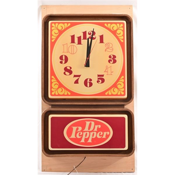 Large Dr. Pepper Lighted Clock Sign