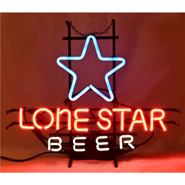 Lone Star Beer Blue Star Flashing Neon Sign