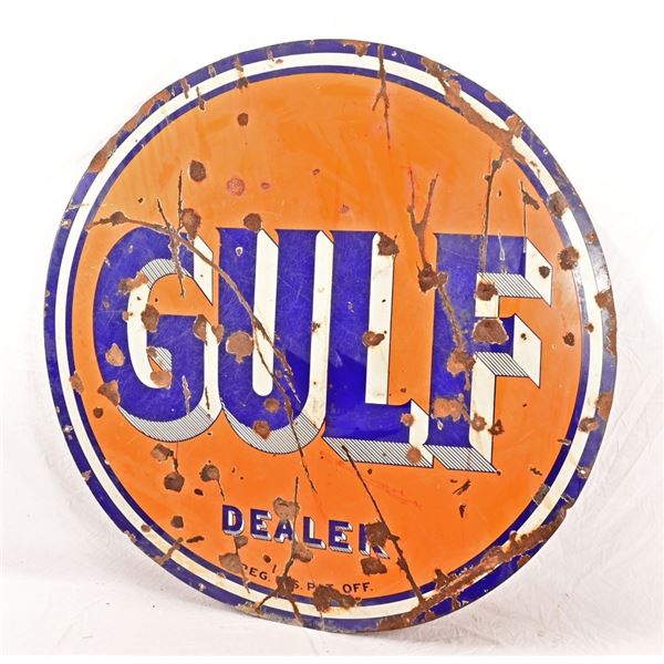 Gulf Dealer Double Sided Porcelain Sign