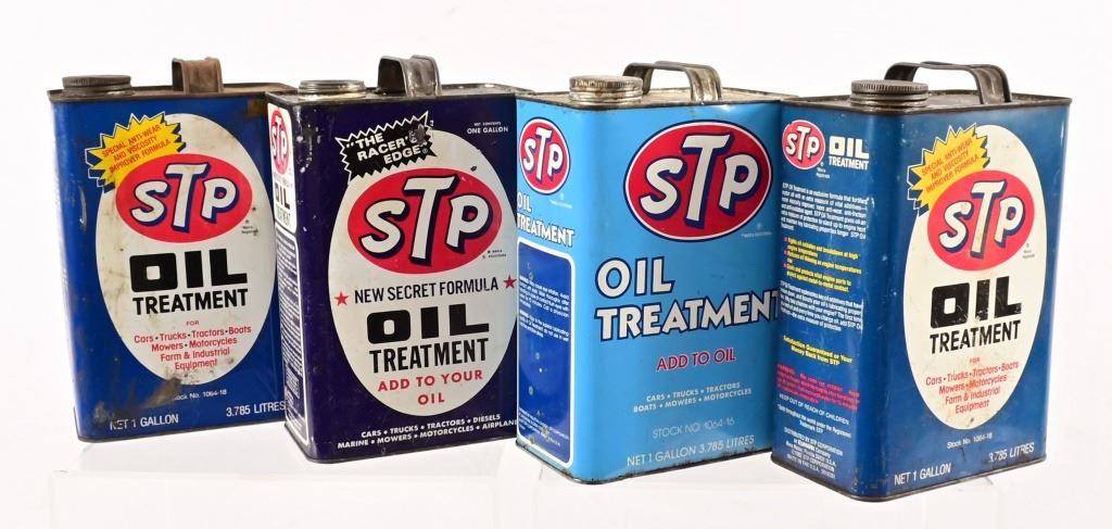 (4) Vintage STP Oil Treatment Cans