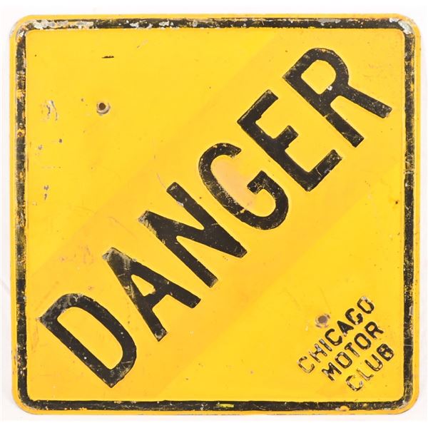 Danger Chicago Motor Club Embossed Metal Sign