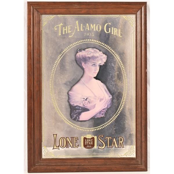 Lone Star Beer "Alamo Girl" Bar Mirror