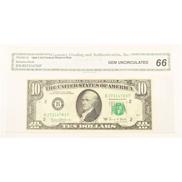 1969-C $10 Federal Reserve Note- Gem Uncirculated