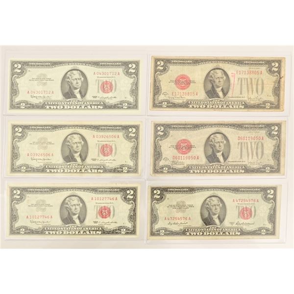 (6) $2 U.S. Notes "Red Seal"