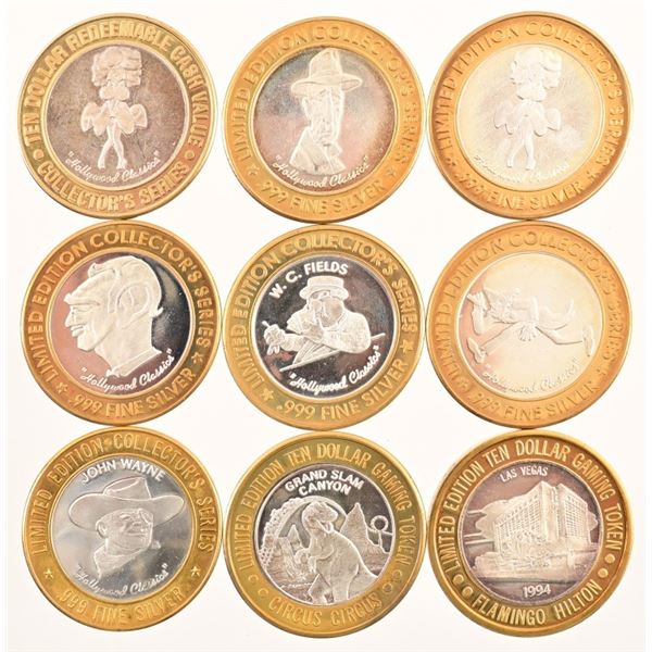 Collection of Casino Silver Gaming Tokens