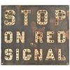 Image 1 : Vintage Metal Stop On Red Signal Cats Eye Sign