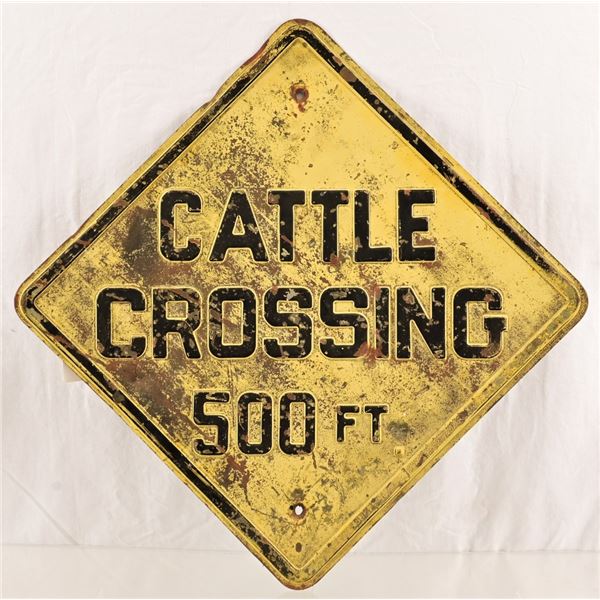 Cattle Crossing 500 Ft Heavy Tin Sign