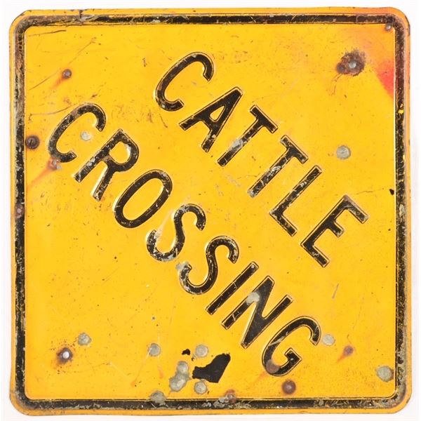 Porcelain Cattle Crossing Sign