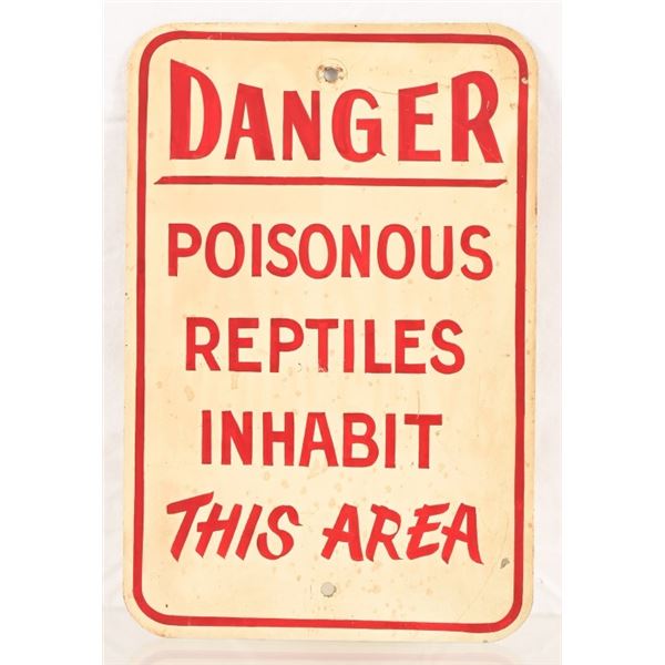 Poisonous Reptile Hand-Painted Metal Sign