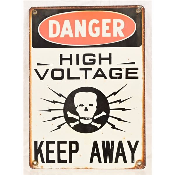 High Voltage Porcelain Sign