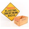 Image 1 : Blasting Zone Warning Sign, Dynamite crate.