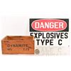 Image 1 : Dynamite Blasting Porcelain Sign, Crate, & Tin