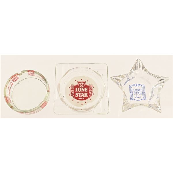 (3)Lone Star Beer Glass Ash Trays