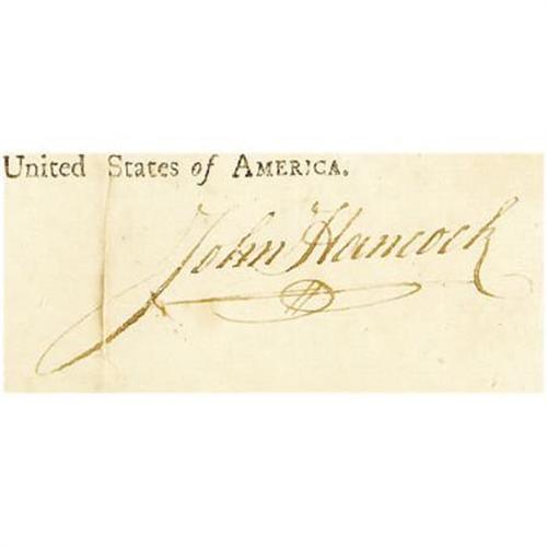 John Hancock Revolutionary War Document Signed