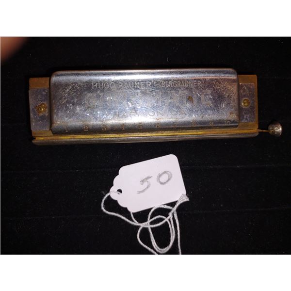 RARE ANTIQUE CHROMATIC HARMONICA, HUGO RAUNER'S BERGRAUNER, MADE IN GERMANY