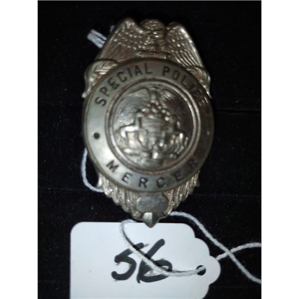 ANTIQUE SPECIAL POLICE BADGE, MERCER PENNA