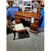 Image 1 : VINTAGE MAHOGANY DESK W/ UPHOLSTERED CHAIR