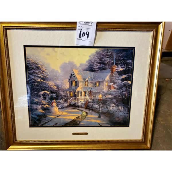 BEAUTIFUL "THE NIGHT BEFORE CHRISTMAS" BY THOMAS KINKADE, FRAMED, SIGNED AND NUMBERED