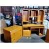 Image 3 : 4 PC OAK SET: 2 PC COMPUTER DESK, 2 DRAWER FILE, 2 DRAWER DESK