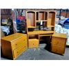Image 4 : 4 PC OAK SET: 2 PC COMPUTER DESK, 2 DRAWER FILE, 2 DRAWER DESK