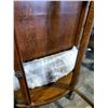 Image 4 : ANTIQUE BOW GLASS ONE DOOR CHINA CABINET, 66" X 44", 2 DAMAGED FEET