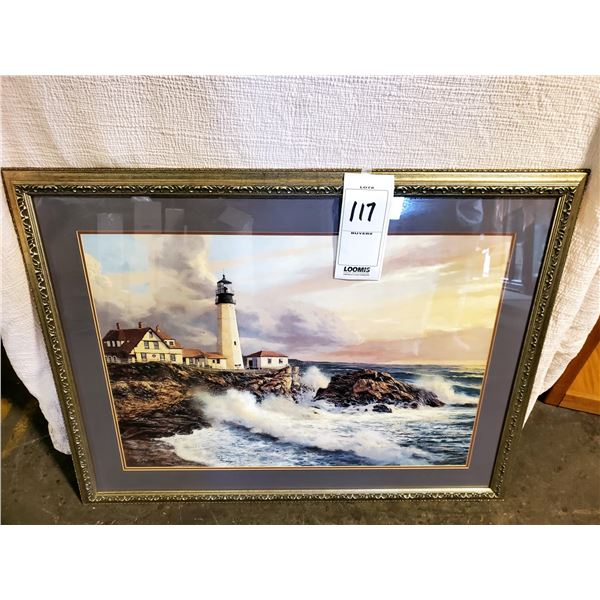 BEAUTIFUL FRAMED ARTWORK "LIGHTHOUSE SEASCAPE", SIGNED BY A. MARKOVICH