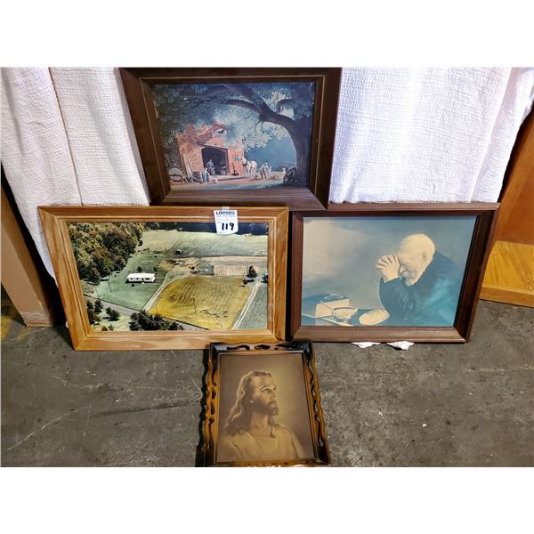 4 VINTAGE FRAMED ART LOT