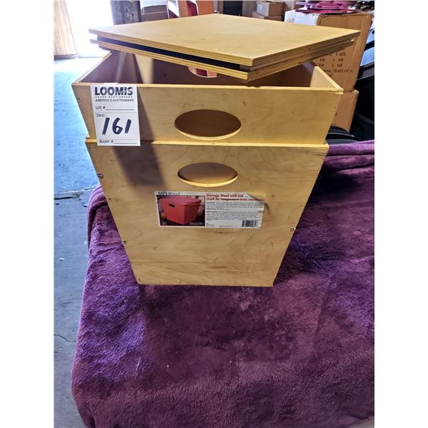 2 NEW WOODEN STORAGE BINS/STOOLS W/LID
