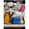 Image 5 : LARGE TABLE LOT: KITCHENWARE, GLASSWARE, TABLEWARE, DECOR, MORE