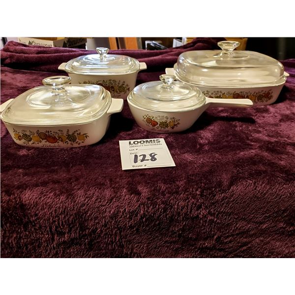 8 PC CORNINGWARE W/LIDS