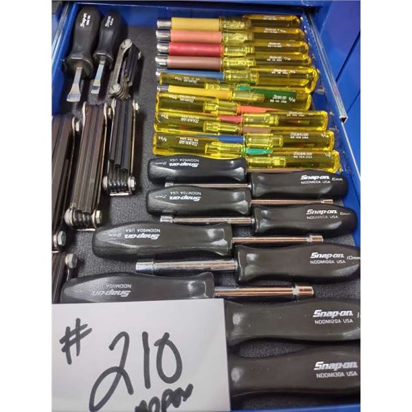 30 PC ASSORTED SNAPON TOOLS HEX KEYS AND NUT DRIVERS SET, LIKENEW