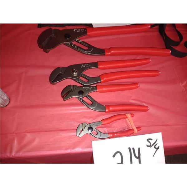 4 PC SNAPON LOCKING PLIERS SET, LOOK NEW