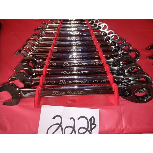 SNAP-ON 13 PC OPEN END/RATCHETING STANDARD SAE WRENCH SET, LOOKS NEW