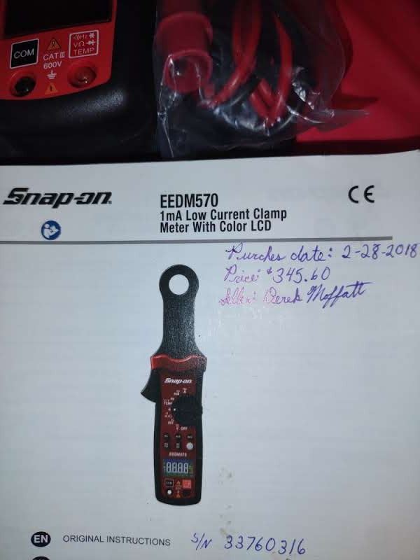 SNAPON LOW CURRENT CLAMP METER EEDM570, NEW