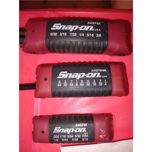 3 SNAP-ON SAE FOLDING HEX KEY SETS, LOOK NEW