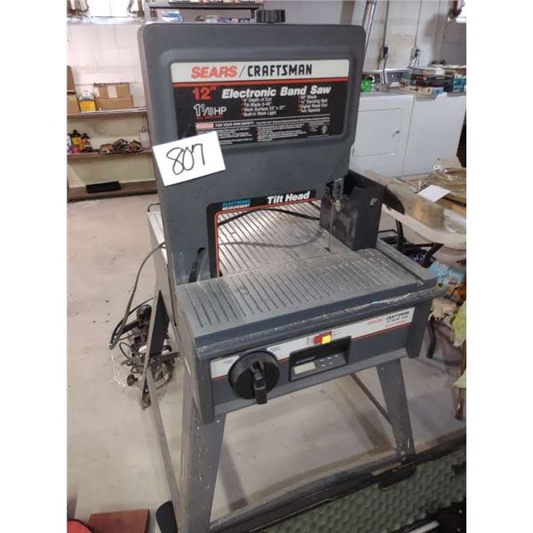 12" CRAFTSMAN ELECTRIC BAND SAW, 1 1/8 HP, VERY GOOD CONDITION