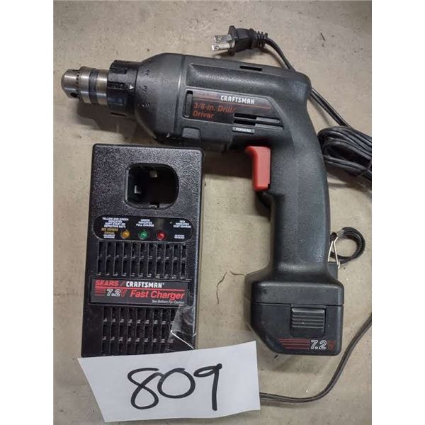 CRAFTSMAN 3/8" RECHARGEABLE DRILL/DRIVER, RUNS