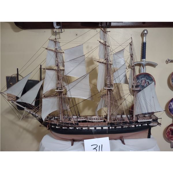 LARGE WOODEN HAND MADE MODEL SHIP, 27" x 38"